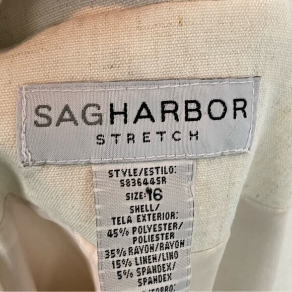 Vintage Sag Harbor cream linen blend three button closure blazer - Picture 5 of 8